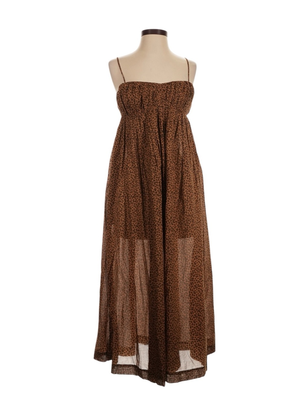 J. Crew Cotton Voile Empire Waist Dress in Leopard Print Size XS Maxi NWT